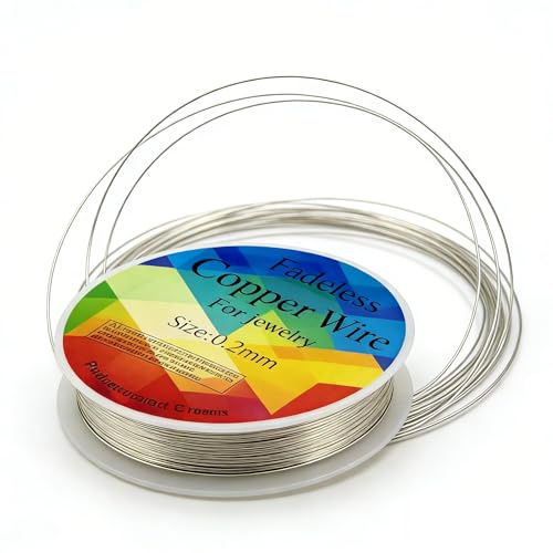 25m Silver Jewellery Wire – 0.2mm Copper Craft Beading Wire Tarnish Resistant for DIY Bracelets, Necklaces, Earrings, Jewelry Making Supplies and Beading Accessories (Bright Silver)