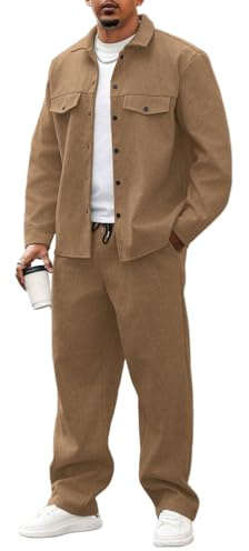 Oanviso Homme Ensemble 2 Pièce Veste Blousons à Manches Longues Cargo Pantalons Mode Survêtement Printemps Automne Vestes et Pantalon A Kaki M