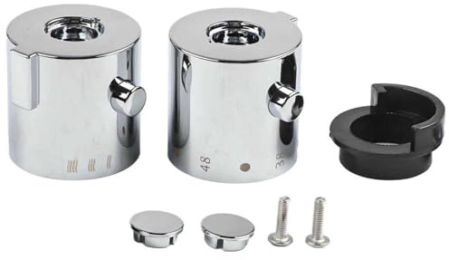 hayrayo Temperature Control Knob Set,Thermostatic Shower Mixer Valve Set,Thermostatic Bath Shower Mixer Tap Parts - Chrome Plated Knob Handle for Shower Mixer, Durable & Easy to Install