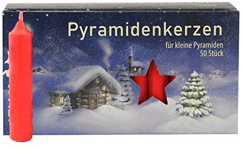 16er Pack Pyramidenkerzen klein, rot ca. 14 x 74 mm (16 x 50 Stück), Weihnachtskerzen, Adventskerzen, Christbaumkerzen, Baumkerzen, Kerzen