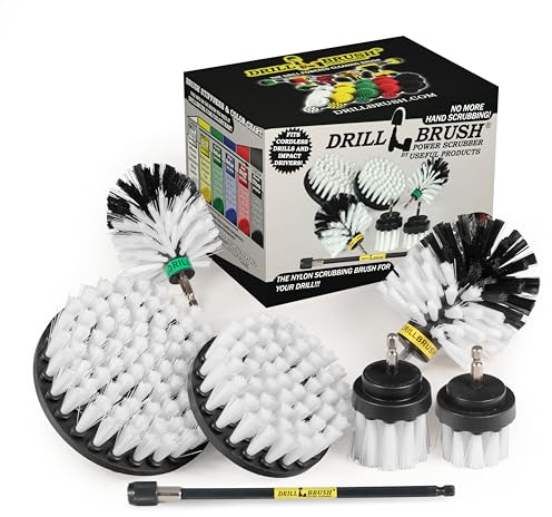 Drill Brush Ultimate Automotive Cleaning Kit with Extension - Truck Accessories - Glass, Upholstery, Seats, Window, Interior, Wheel, Carpet Cleaner - Car Mats - Spin Brush - Motorcycle Accessories