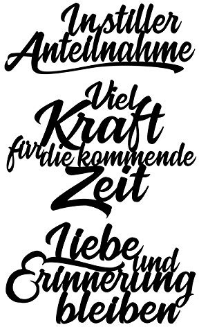 Ideen mit Herz Stanzschablonen | Schriften | Kondolenz 3 | 3,2 cm bis 8,3 cm | 3 Stück