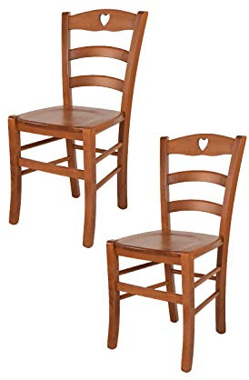 t m c s Tommychairs - Set 2 sillas Cuore para Cocina y Comedor, Estructura en Madera de Haya Color Cerezo y Asiento en Madera