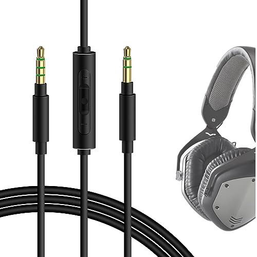 GEEKRIA QuickFit Audio Kabel Kompatibel mit V-MODA Crossfade LP, Crossfade 2, M & D MG20, 3.5mm AUX Ersatz-Stereokabel für Kopfhörer mit Inline-Mikrofon und Lautstärkeregler (1.2m)