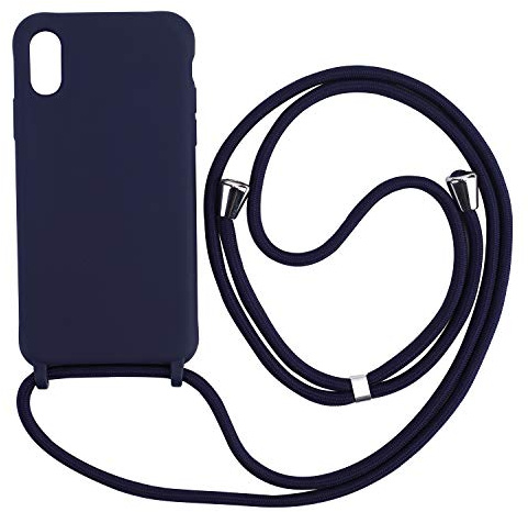 Ququcheng Kompatibel mit iPhone XS Max Hülle,Handykette Hülle Silikon Seil Necklace Handyhülle mit Kordel Tasche TPU Bumper Schutzhülle für iPhone XS Max-Blau