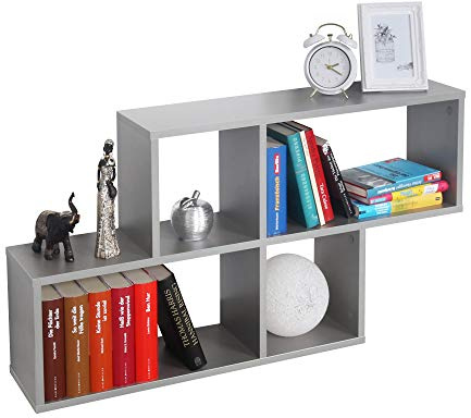 RICOO Regal Wand 100 x 53 x 20 cm Wandregal Holz grau WM051-PL Bücherregal Hängeregal Holzregal Würfelregal Standregal Regale & Ablagen Bookshelf Raumteiler Schweberegale