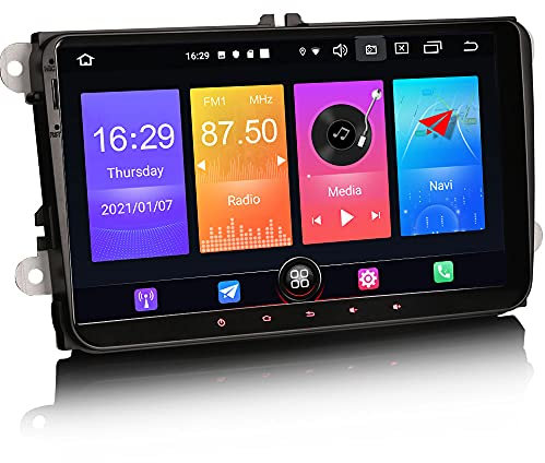Erisin Android 10 Car Stereo Radio Sat Nav Wireless CarPlay DAB+ Bluetooth Wifi DVR OPS TPMS Android Auto Head Unit 9 Touchscreen GPS Navigation for VW Passat Golf 5/6 Polo Touran Tiguan Seat Altea
