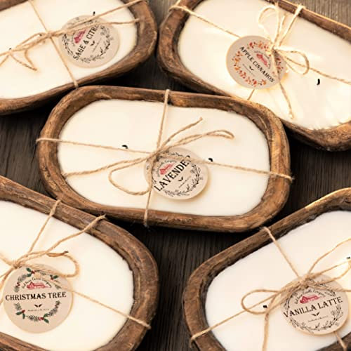 Red Barn Candle Company Wood Dough Bowl Candles | 100% Natural Soy Wax & Essential Oil Infused | Odor Eliminating + Pet Safe | Scented Candle Gifts for Men & Women (Christmas Tree, 3-Wick)