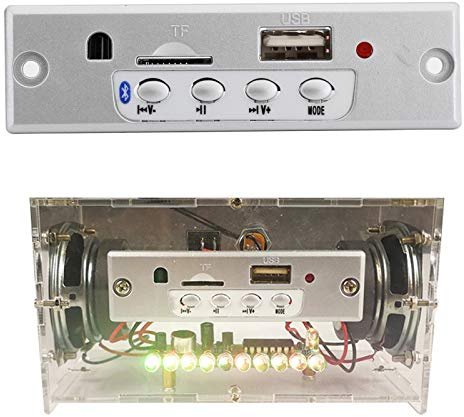 Yunseity DIY Bluetooth-Lautsprecherbox-Kit, Bauen Sie Ihr Eigenes DIY-Verstärker-Kit, Kleiner Elektronischer Tonverstärker mit Sprachsteuerung, für Kinder, Jugendliche und Erwachsene(Transparent)