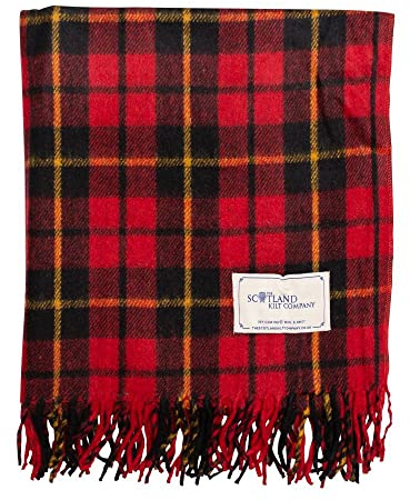 The Scotland Kilt Company Recycled Wool Tartan Lap Blanket in Wallace - Fringed Edges, Soft, Machine Washable - One Size 73.5 x 177cm