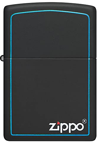 Zippo Sturmfeuerzeug - Classic Black & Blue - Black Matt Finish, Color Image - Nachfüllbar - Wiederverwendbar - Windfestes Design - Geschenkbox - Made in USA