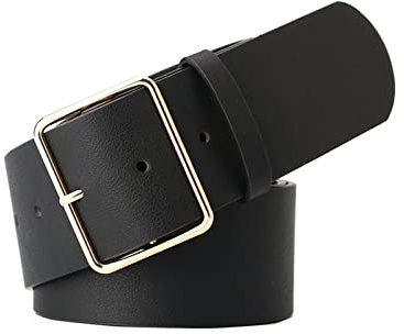 Juwaacoo Ceinture pour femme 5cm de largeur Ceinture pour femme Ceinture en cuir décontractée Ceinture en jean Accessoires vestimentaires pour femme, Le noir