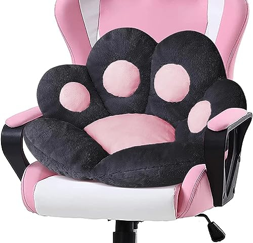 LANPEW Katze Pfot Rückenkissen Sitzkissen Cute Cat Paw Stuhlkissen Plüsch Komfort Sitzpolster Büro Lazy Warm Sitzkissen Bett Tatami Bodenkissen für Home (Schwarz, 60x60cm) (Schwarz, 60x60cm)