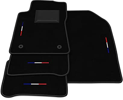 Fußmatten kompatibel mit Citroen C3 2016-2020, Stickerei Flagge Kit personalisierte Automatten Set, Teppich-Set, Autoteppich