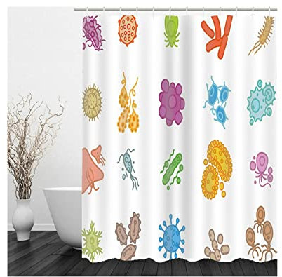 Whoiy Duschvorhang 120X180 Waschbar, Duschrollo Um Die Ecke Polyester Shower Curtains Biologisch Bunt für Outdoor Hotel
