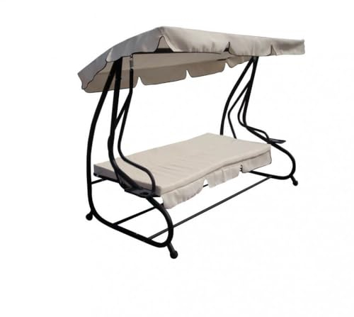 Hollywoodschaukel für 3 Personen mit Dach, 200 x 120 x 170 cm, Schwarz