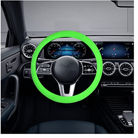 JNNJ Auto Lenkradhülle - Silikon Lenkradbezug, Anti-Rutsch, Atmungsaktiv, Universal, Elastisch, Rutschfest (Grün)