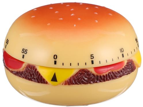 MAGICLULU Mechanischer Timer Im Hamburger-Design Küchen-Kochtimer Ohne Batterien Einfaches Timing-Tool Für Kochen Lernen Und Fitness 1 Stück 7.00 X 7.00 X 4.50 cm
