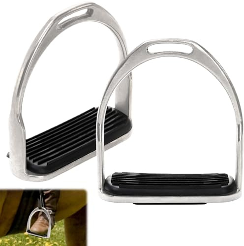 Cididu 2 Pack Horse Riding Stirrups, Metal Horse Saddle Stirrup with Rubber Pad, Safety Knee Ankle Protection Saddle Pain Stress Relief, Stirrup Irons for Trail Riding Training Beginners