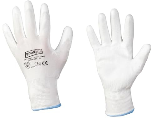 SC-Normteile | Arbeitshandschuhe, Schutzhandschuhe in Weiß - Größe 11 (XXL) - (6 Paar) - PU/Polyester - Feinstrick - Montagehandschuhe - WHITE Edition - CAT 2
