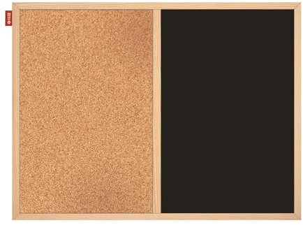Memobe DUO - 2in1 Planer: Korktafel + magnetische Kreidetafel - in Rahmen aus Holz - Tafel zum Aufhängen, für Wohnung, Küche, Büro, Schule - Wandplaner, Wochenplaner - Schreibtafel - 60x40 cm
