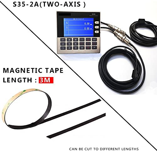 Kit d'encodeur à échelle linéaire, 2 axe LCD DRO Capteur de balance de déplacement linéaire magnétique Cnc Codeur Tour de la machine à bois du bois pour fraiseuse et tour(Color:2 Axis DRO Set-3M)