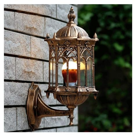Außenwandleuchten Rustikale Wandleuchten for Außenbereiche Antike wasserdichte Außenwandlampe Retro Korridor dekorieren Wand Laterne Beleuchtung for Veranda Terrasse Garten Säule(Color:Bruin,Size:15*3
