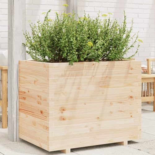 Homgoday Jardinera con rejilla para jardín, 90 x 60 x 72 cm, de madera maciza de pino, jardinera con rejilla para jardín, jardinera de exterior, jardinera de balcón