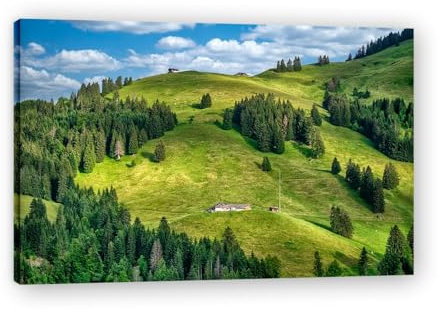 xukgmsg Capanna Nel Bosco Paesaggio Alberi Foresta Decorazione artistica da parete Quadro Stampa su tela Arte murale Casa Soggiorno Camera da letto Ufficio Decorazione 60x40cm