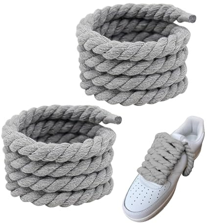Rope Laces,Dicke Schnürsenkel Dick,Schnürsenkel Rund,Chunky Laces,Baumwollseil,Baumwollkordel,für Ersatz Rope Laces Air Force 1,Schuhbänder 8mm (150cm),DIY Schuhband,Reißfest Binden Shoelaces