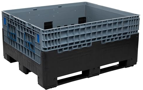 The Workplace Depot Collapsible Plastic Pallet Box – Space Saving Foldable Bulk Storage Crate with 4-Way Access – Durable Polypropylene Bin for Warehouse & Food Use – 1200x1000x590mm (590mm Height)