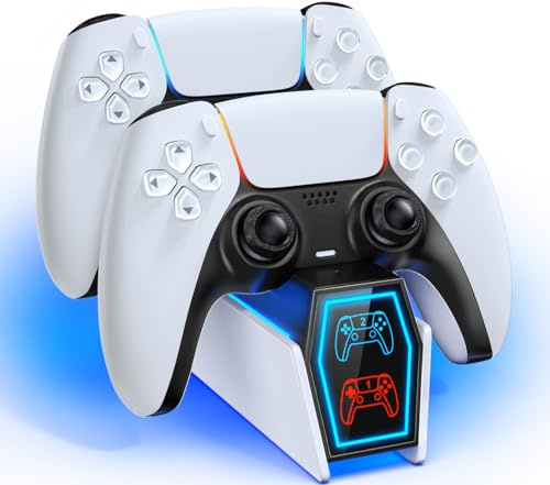 Chargeur de Manette PS5, Station de Charge Rapide PS5 Améliorée 2H avec Indicateurs Lumineux LED for PlayStation 5 Dualsense Manette 2025