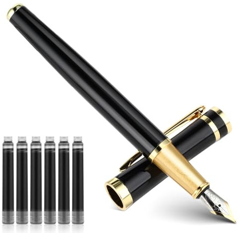 AOZUO 1 Stück Füller Mit 6 Stück Schwarze Tintenpatronen, Griffix Rechts-Schönschreibfüller Für Erwachsene, Geschenk
