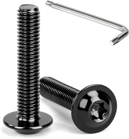 Tunejoy Linsenkopfschrauben mit Flansch Trox M8 x 40 mm Schwarz Linsenkopfschraube Innensechskant Edelstahl A2 V2A Flanschschrauben Vollgewinde mit T40 Inbusschlüssel 20 Stück