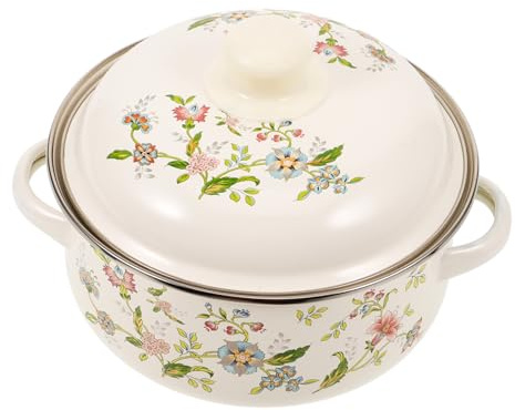 HOLIDYOYO Casserole Japonaise Induction en Émail, Faitout Émaillé Multifonction Couvercle, Poignée Confortable et Chaleur Homogène, pour Soupe et Ragoût