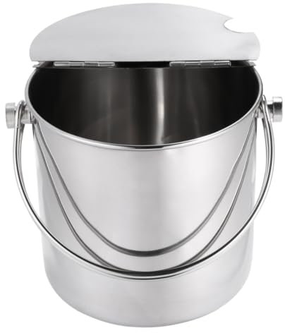 OKUMEYR 2l Stainless Steel Ice Bucket Handle Sugar Bucket Lid Quick Freezing Easy to Clean for Home Bar Hotel