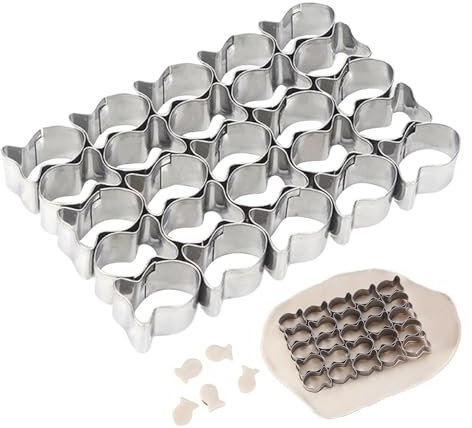 Gold Fish Cookie Cutter, 25 Cavity Fish Cookie Cutter, Stainless Steel Gold Fish Cookie Cutter Mold, Fish Cookie Cutter Molds with Cleaning Brush, for Baking, Snacks and Treats