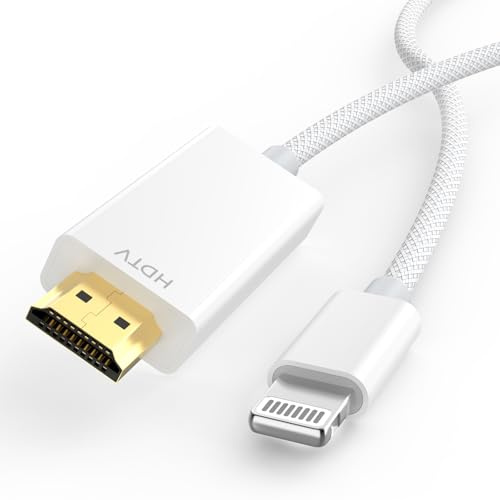 [Apple MFi Certified] Apple Lightning to HDMI Cable Adapter for iPhone to TV, 1080P Digital AV Adapter Sync Screen Woven Cable Compatible for iPhone 14 13 12 11 Pro Max XS XR X to TV Projector Monitor