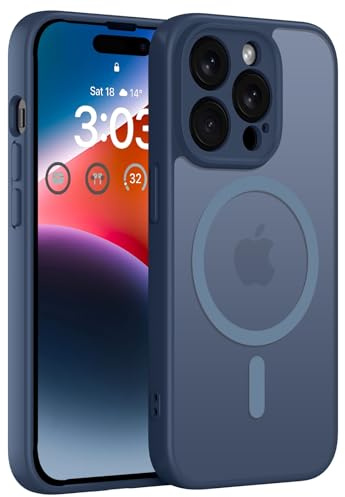 ORDA für iPhone 14 Pro Max Hülle, Kompatibel mit MagSafe, Dunkel Blau | Vollständiger Kameraschutz, Stoßfest Kratzfest Haltbarkeit, Transluzente Rückseite, Matt Magnetische Handyhülle