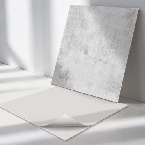 Vinyl Fliesen Quadratisch 30x30 cm 9 Stück für Küche und Badezimmer Küchenrückwand Selbstklebend Wand und Boden Bodenbelag Fliesenaufkleber PVC Wasserfest - Rohbetonstruktur