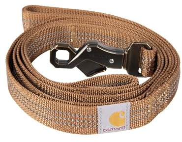 Carhartt Dual Handle Dog Leash, Durable Nylon Webbing Fabric W/Secure Metal Trigger Claw Clasp, Carhartt Brown, Large