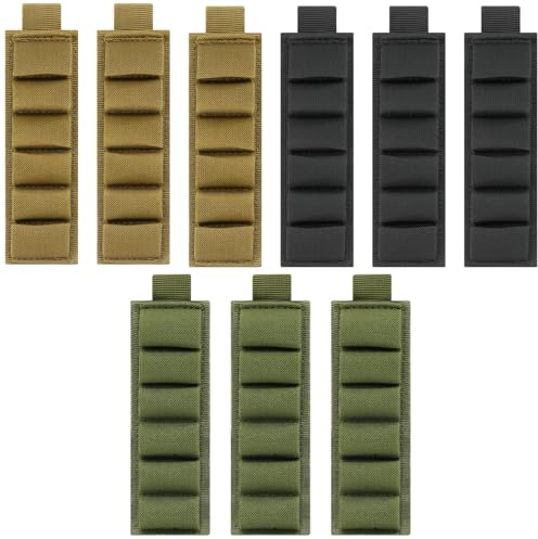 BOSREROY Supporto tattico per fucile da caccia calibro 12, confezione da 9 porta munizioni con retro in velcro, anelli elastici in gomma per un facile fissaggio all'attrezzatura