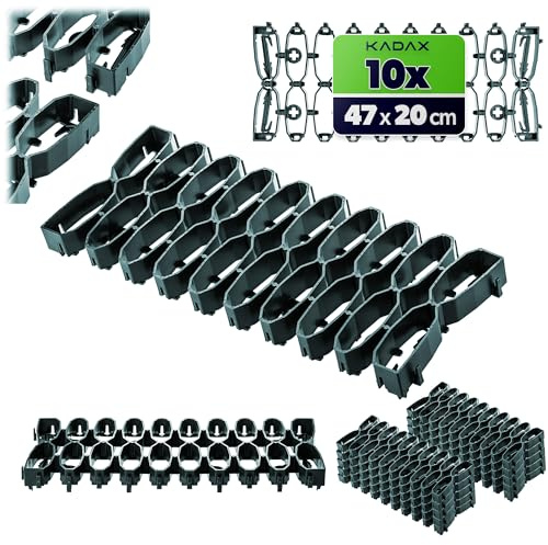 KADAX 10 x Rasenschutzgitter für Mähroboter, 47 x 20 cm, Rasengitter zum Schutz vor Beschädigungen durch Rasenroboter, Rasengitterplatten aus Kunststoff (Grün)