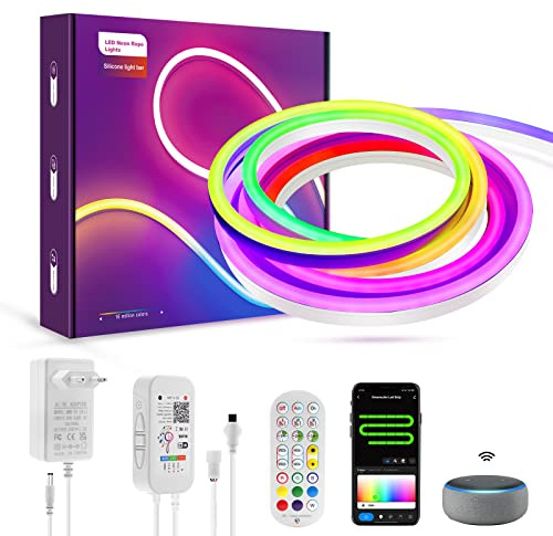 LUXONIC - Cinta LED conectada WiFi 5M, Smart Band Led WIFI con Alexa, Asistente de Google, neon Decoración luminosa para dormitorio, Navidad, fiesta, cumpleaños y boda