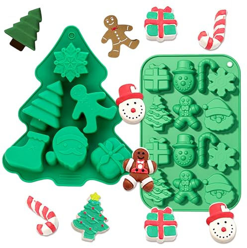 ensemble de 2 moules souples pour chocolats pudding de noël bonhomme | ensemble de 2 moules souples pour chocolats pudding de noël bonhomme en pain d épice bonbons mousse desserts faits maison