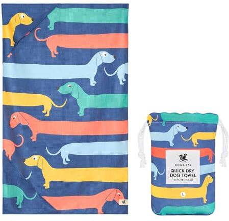 Dock & Bay Pet Towel - Super Absorbent & Quick Drying Dog Towels with Bag - 100% Recycled - Go Long, Large (120x70cm, 47x27)