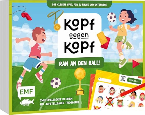 Der ultimative Spielblock: Kopf gegen Kopf - Fußball: Ran an den Ball!: Für zu Hause und unterwegs - Zwei Spielblöcke in einem mit aufstellbarer Trennwand und 80 Blättern für Kinder ab 6 Jahren