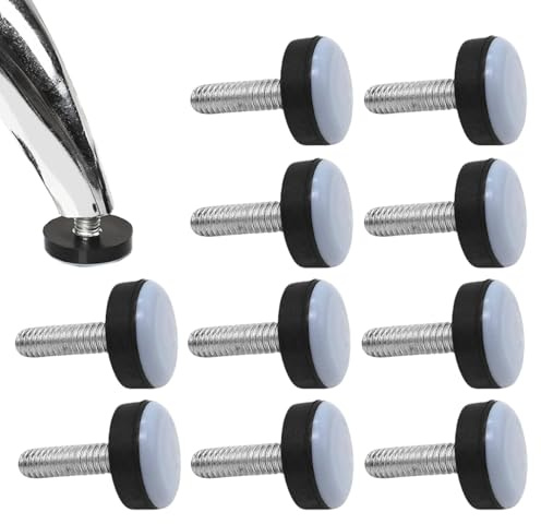 TENGWA 10 Stück Teflongleiter Möbelgleiter mit Gewinde M6 Ø 20mm aus PTFE | Möbelfüße Nivellierfüße M6 Möbelgleiter Gleiter zum Schrauben für Stühle Tische Böden Möbel