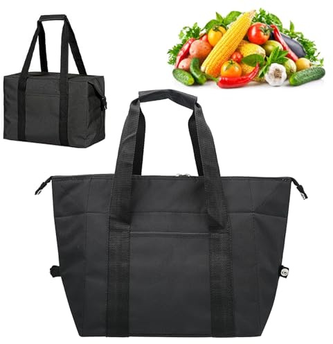 Insulated Cooler Bag 20L with Hard Liner, Foldable Thermal Picnic Bag, Leakproof Lunch Carrier for Camping, BBQ, Fishing, Beach, Grocery Shopping, and Outdoor Activities