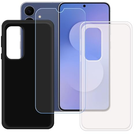 BMPNLSZ Funda (6,7) Screen Protector, Negro + Translúcido Suave Silicona TPU Canica Carcasa Caso Case + Cristal Templado Film Vidrio